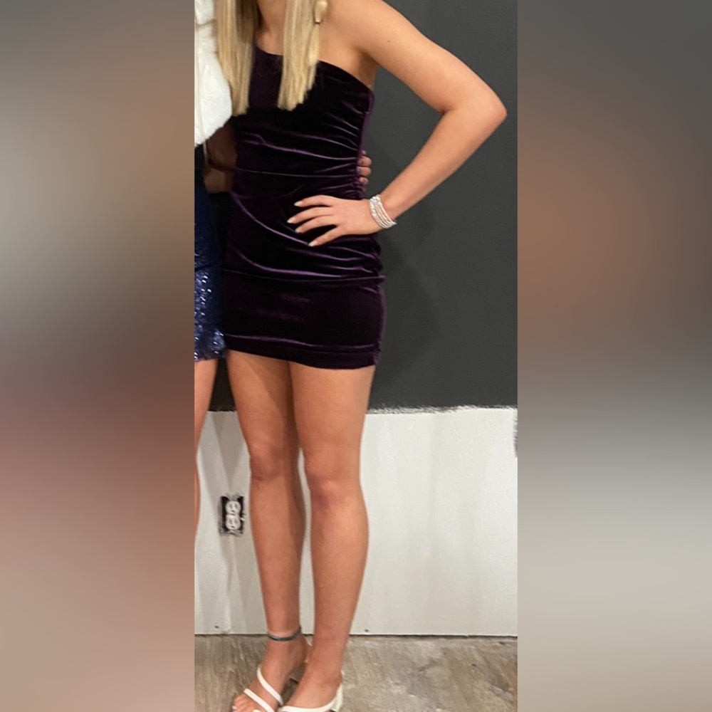 Dark Purple Velvet Mini Dress